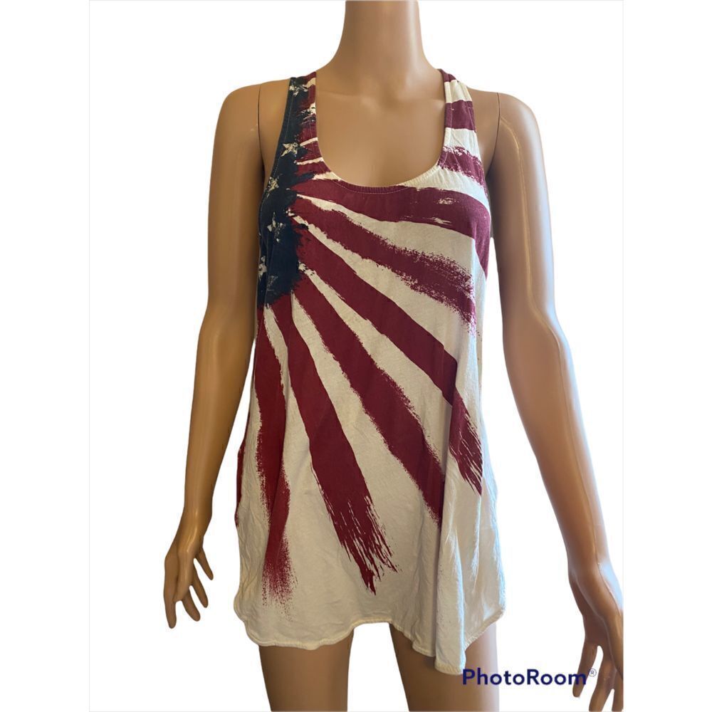 Others Follow American Flag Rope Knot Back Tank Top